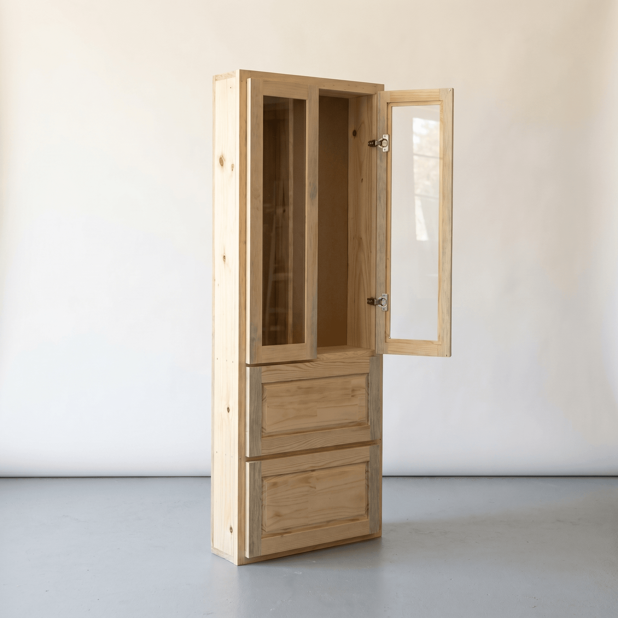 Pine Tall Mirrored Cabinet